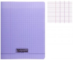 1 cahier polypro 17x22 cm - 48 pages - violet - grands carreaux