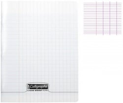 1 cahier polypro 17x22 cm - 48 pages - transparent - grands carreaux