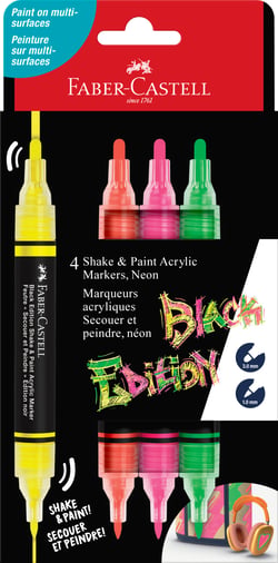 Lot de 4 marqueurs acryliques - Faber Castell - Néon