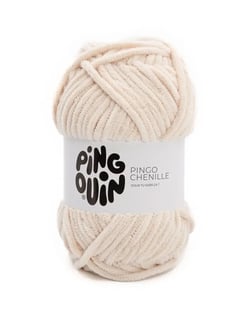 Pelote de fil à tricoter 100 % polyester - Pingouin - Pingo Chenille - Vanille