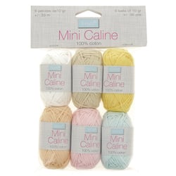 Lot de 6 pelotes de fil à tricoter 100 % coton - Trimits - Mini Caline - Couleurs pastel