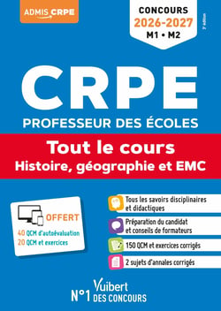 CRPE 2026-2027 - Histoire, géographie et EMC - Tout-en-un (M1 et M2) : Concours Professeur des écoles - Admissibilité - Epreuve écrite d'application