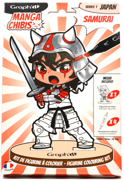 Kit de figurine à colorier Graph'it - Manga chibis Samuraï - inclus 4 marqueurs à alcool GRAPH’IT