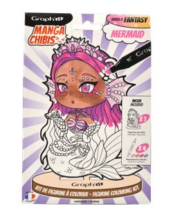 Kit de figurine à colorier Graph'it - Manga chibis Mermaid - inclus 4 marqueurs à alcool GRAPH’IT