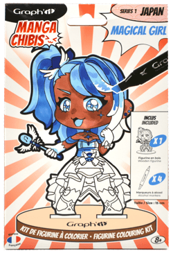 Kit de figurine à colorier Graph'it - Manga chibis Magical girl - inclus 4 marqueurs à alcool GRAPH’IT