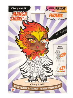 Kit de figurine à colorier feutres marqueurs alcool Graph'it - Manga chibis Phoenix Series 2 Fantasy