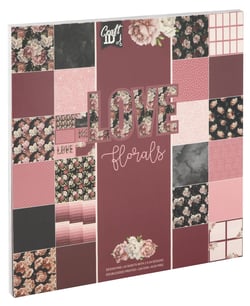 Bloc de feuilles de papier scrapbooking Craft Id - 24 feuilles - Love florals - 25 x 25 cm - 250 g/m²