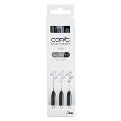 Lot de 3 feutres techniques Copic Ciao - Multiliner - Noir, gris chaud et gris froid