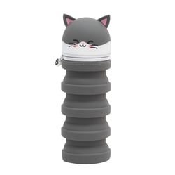 Trousse extensible ronde Mr Wonderful - gris - Chat