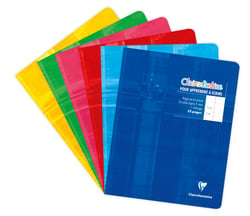 1 cahier - 17 x 22 cm - Clairefontaine - 32 pages grands carreaux - Coloris assortis