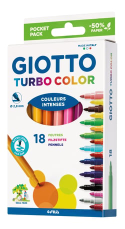 Étui de feutres Giotto - Turbo Color - pointe moyenne - 18 pièces