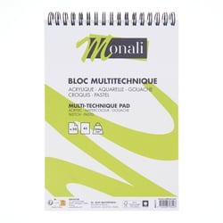 Bloc multitechnique A5 - 250g/m² - 20 feuilles - Monali