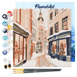 Peinture au numéro Figured'Art - Allée de Noël enneigée - 20 x 20 cm