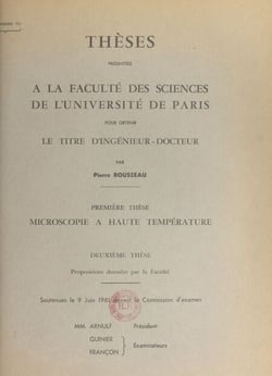 Microscopie à haute température - Suivi de Propositions données par la Faculté : les masers optiques