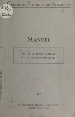 Test de dextérité manuelle de l'Université du Minnesota - Manuel d'application