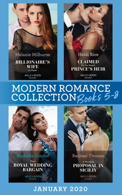 Modern Romance January 2020 Books 5-8 - Billionaire's Wife on Paper (Conveniently Wed!) / Claimed for the Desert Prince's Heir / Their Royal Wedding Bargain / A Shocking Proposal in Sicily