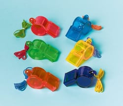 12 sifflets multicolores