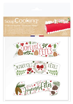 Lot de 3 plaques azyme ScrapCooking®- Joyeuses fêtes - 9 x 2,5 cm - 3 g