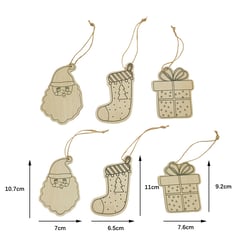 Lot de 6 suspensions de Noël en bois