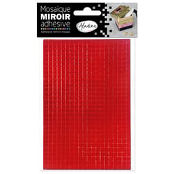 Lot de 2 planches mosaïques miroirs adhésifs Adeline - Rouge