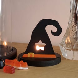 Support à décorer bougeoir chapeau Gomille - 9 x 8 cm - Médium