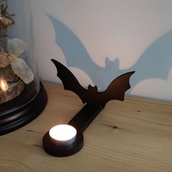 Support à décorer porte-bougie inversée chauve-souris Gomille - 15 x 15 cm - Médium
