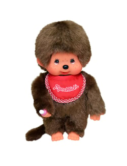 Peluche Monchhichi - garçon bavoir rouge - Bandai