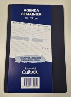 Agenda civil semainier 2026 La Plume Dorée - 16 x 24 cm - Marine - Exclusivité Cultura