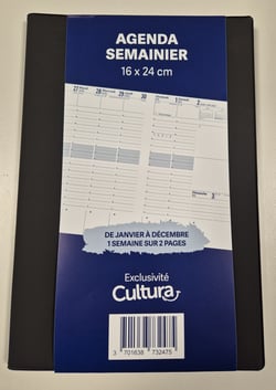 Agenda civil semainier 2026 La Plume Dorée - 16 x 24 cm - Noir - Exclusivité Cultura