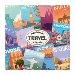 Calendrier mural 2026 - Voyages - 30 x 30 cm