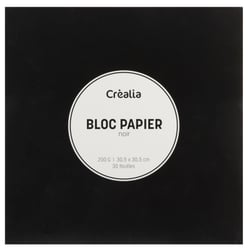 Bloc de papier noir 30 feuilles - 30,5 x 30,5 cm - 200 g/m² - Créalia