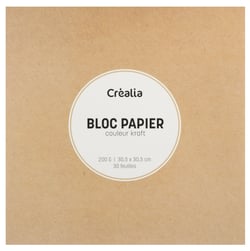 Bloc de papier coleur kraft 30 feuilles - 30,5 x 30,5 cm - 200 g/m² - Créalia