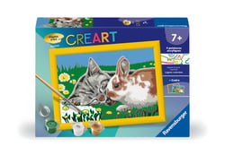 Peinture au numéro Ravensburger - CreAart  - Chaton et son compagnon le lapin - 19 x 14 cm