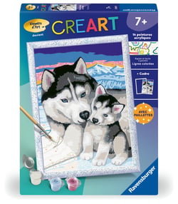 Peinture au numéro Ravensburger - CreArt - Doux bisous de Husky - 18,3 x 25 cm
