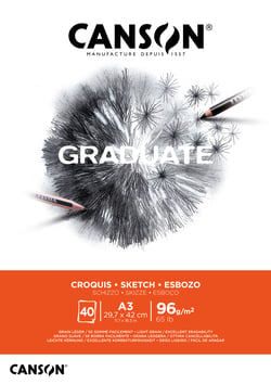 Bloc à croquis Canson - Blanc - A3 29,7 x 42 cm - Graduate - 40 feuilles - 96 g/m²