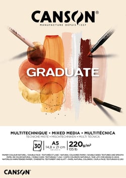 Bloc multitechnique - Naturel - A5 14,8 x 21 cm - Graduate - 30 feuilles - 220 g/m²