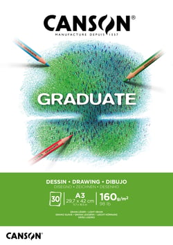 Bloc à dessin Canson - Blanc - A3 29,7 x 42 cm - Graduate - 30 feuilles - 160 g/m²