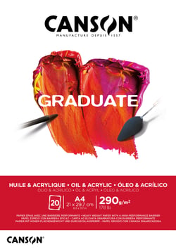 Bloc huile & acrylique Canson - Blanc - A4 21 x 29,7 cm - Graduate - 20 feuilles - 290 g/m²