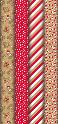 1 Rouleau de papier cadeau kraft - Mon petit Ourson - 200 x 70 cm - Modèle aléatoire - Produit vendu à l'unité