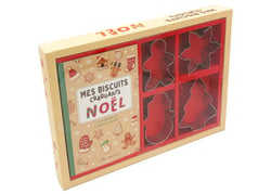 Coffret - Mes biscuits craquants - Noël : avec 4 emporte-pièces et 15 recettes à réaliser en famille !
