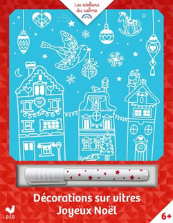 Décorations sur vitres Joyeux Noël - pochette avec feutre sous blister + crochet