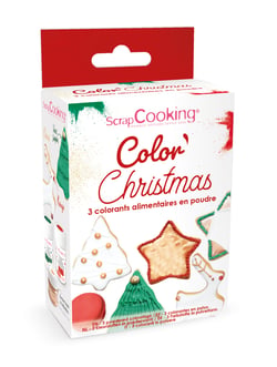 Lot de 3 colorants alimentaires en poudre ScrapCooking®- Vert, doré, rouge - 70 g