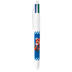 Stylo-bille rétractable BIC - 4 Couleurs Décors Édition Limitée Super Mario - Mario - Pointe moyenne (1,0 mm)
