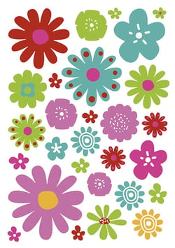Sachet de 6 stickers Maildor - Papier - Fleurs - 14,8 x 21 cm