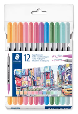 Lot 12 feutres de coloriage - STAEDTLER - Couleurs pastel assorties - 3200