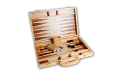 Backgammon bois naturel 38 cm - Jeu de société à deux -  Jeu de pion - Engelhart