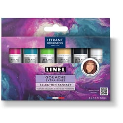 Lot de 6 tubes14ml de gouache Linel - Lefranc Bourgeois - Fantasy - Extra-fine 