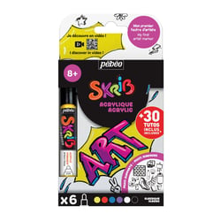 Lot de 6 marqueurs acrylique SKRIB - Pébéo