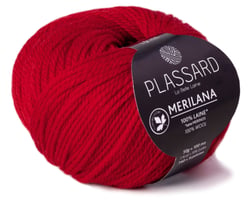 Pelote de fil à tricoter 100% laine - Plassard - Merilana - Rouge-Hermès 61