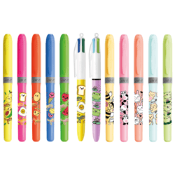 BIC 4 Couleurs Décors Kawai  Stylos-Bille Rétractables et Rechargeables à Pointe Moyenne (1,0 mm)